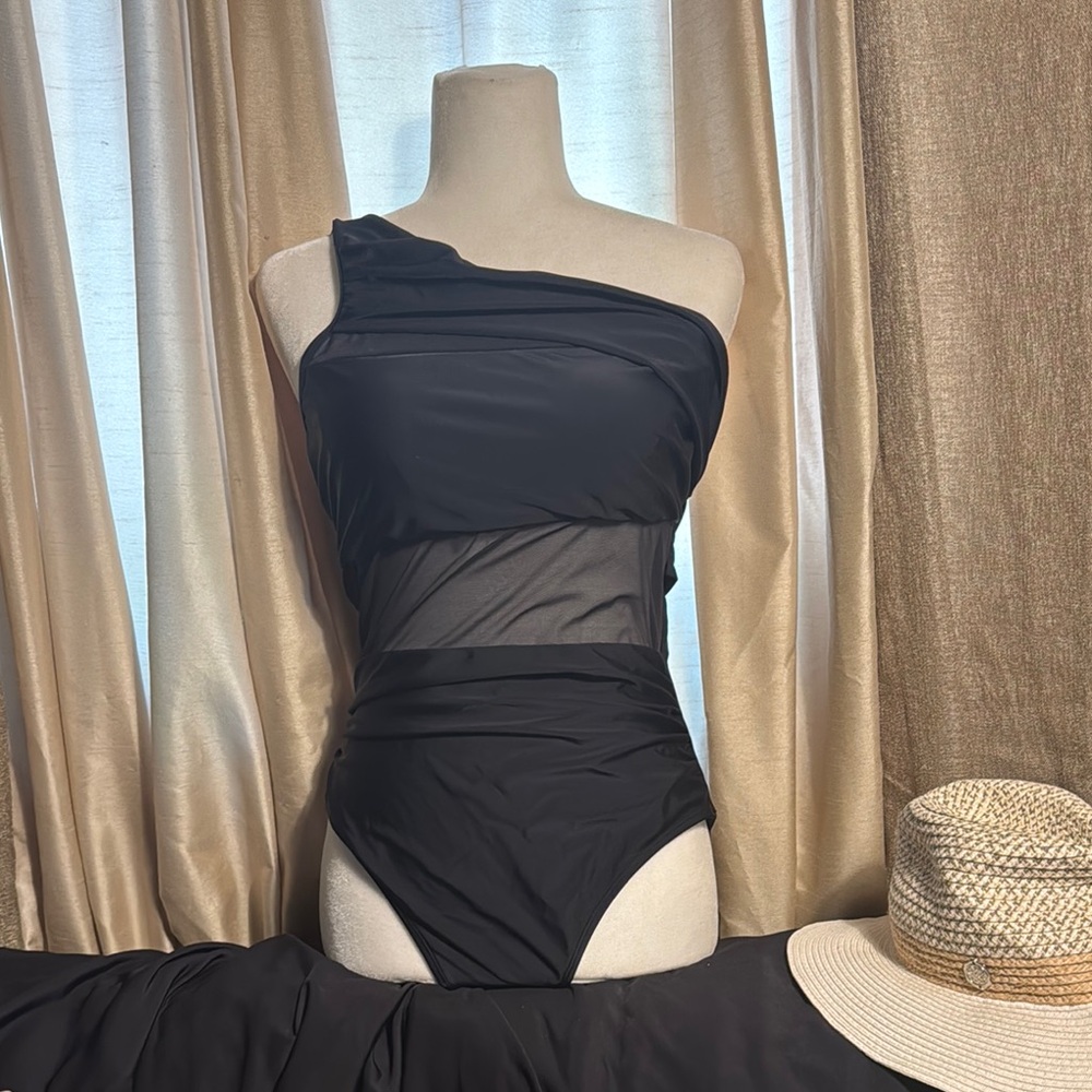 Calvin Klein Black One-Shoulder One Piece Swimsuit